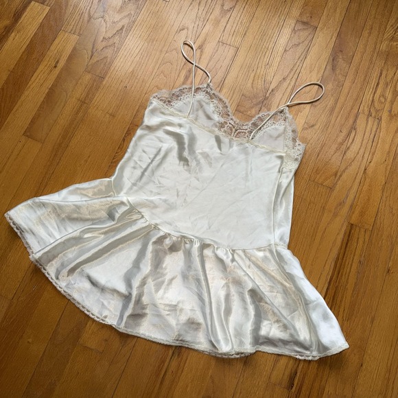 Vintage Pembrook Slip Dress M White Satin Lace Babydoll Chemise Lingerie Bridal - Picture 6 of 10